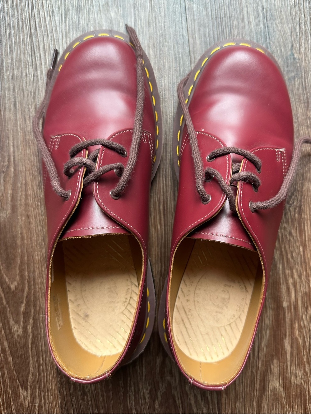 Dr. Martins 1461 Vintage Made In England Leather Red Quilon Size 9 US 7 UK